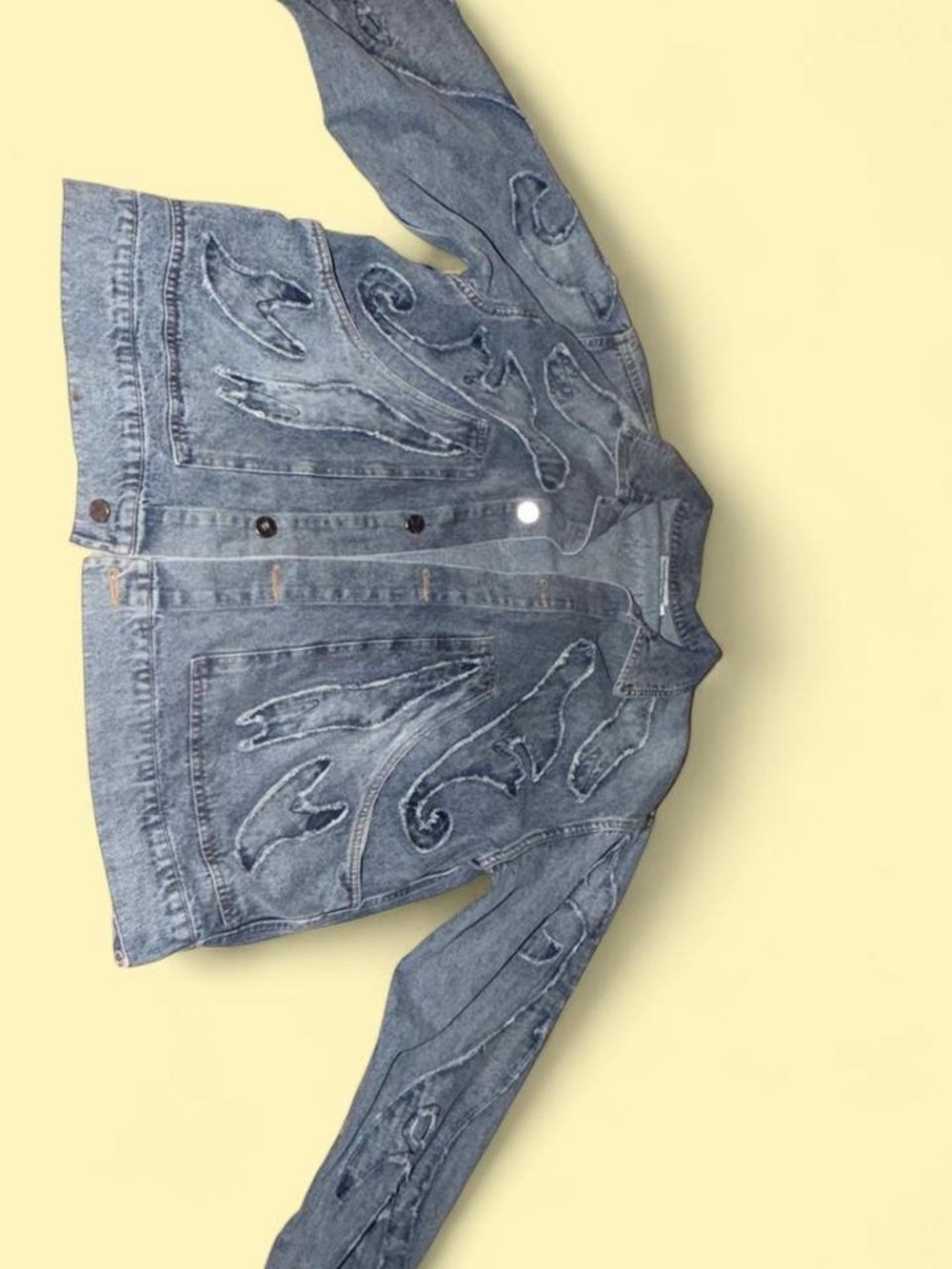 Men's Blue Denim Jacket with Decorative Stitching
